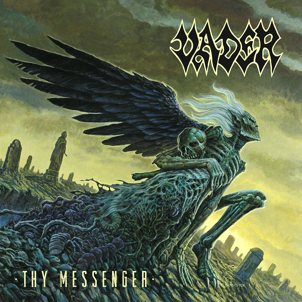 Today, Polish extreme metal veterans VADER are releasing their new EP titled Thy Messenger . Also, the band have reveal a new lyric video for the single " Steeler". Check it out here: https://www.youtube.com/watch?v=NvpidgZYb00 The band states: "We are so happy to give you all VADER ’s new EP Thy Messenge r. We recorded those five songs in January , when we supposed to record full length album. However, we changed some plans and dates , which delated LP till December 2019. Since we already had several songs ready, we decided to travel to Hertz Studio again and record as independent release. We added re-make of a title track from album 'Litany' , which was recorded 20 years ago. This one became one of favorites among our fans and we plan to perform the whole album as part of live-set in Autumn this year. The other song is our version of 'Steeler' from legendary JUDAS PRIEST British Steel record and is our huge respect for their heritage in metal scene. In the meantime we’re working on the new album in Grindstone Studio in UK with Scott Atkins as producer and there is only some vocals and leads left to finish whole recordings. We will visit quite many festivals and our own shows in Summer and Autumn and we will bring songs from „Thy Messenger” on stage too. See ya soon and… STAY VADERIZED \m/" . Order the EP now: http://nuclearblast.com/vader-thymessenger You can also check out the video for the recently released single " Grand Deceiver" ,here: https://www.youtube.com/watch?v=2a2zpFGUm-M Thy Messenger track listing: 01. Grand Deceiver 02. Litany 03. Emptiness 04. Despair 05. Steeler Thy Messenger was recorded over a week-long period in January and February at Hertz Studio in Białystok, Poland under the supervision of the Wiesławski Brothers . The cover art was painted by Wes Benscoter , who previously worked with VADER on the De Profundis LP and has collaborated with such bands as SLAYER , KREATOR and SINISTER . A new full VADER album will be recorded later this year for a tentative autumn release.