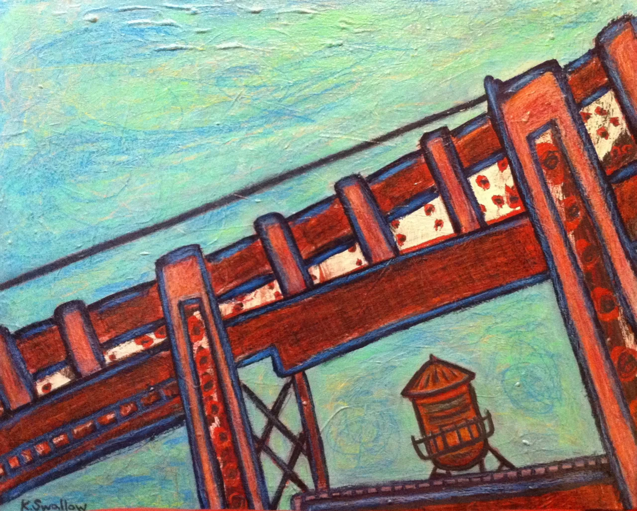 Pencil Tank - Roscoe Village, acrylic on canvas, 24x30, 2011, SOLD