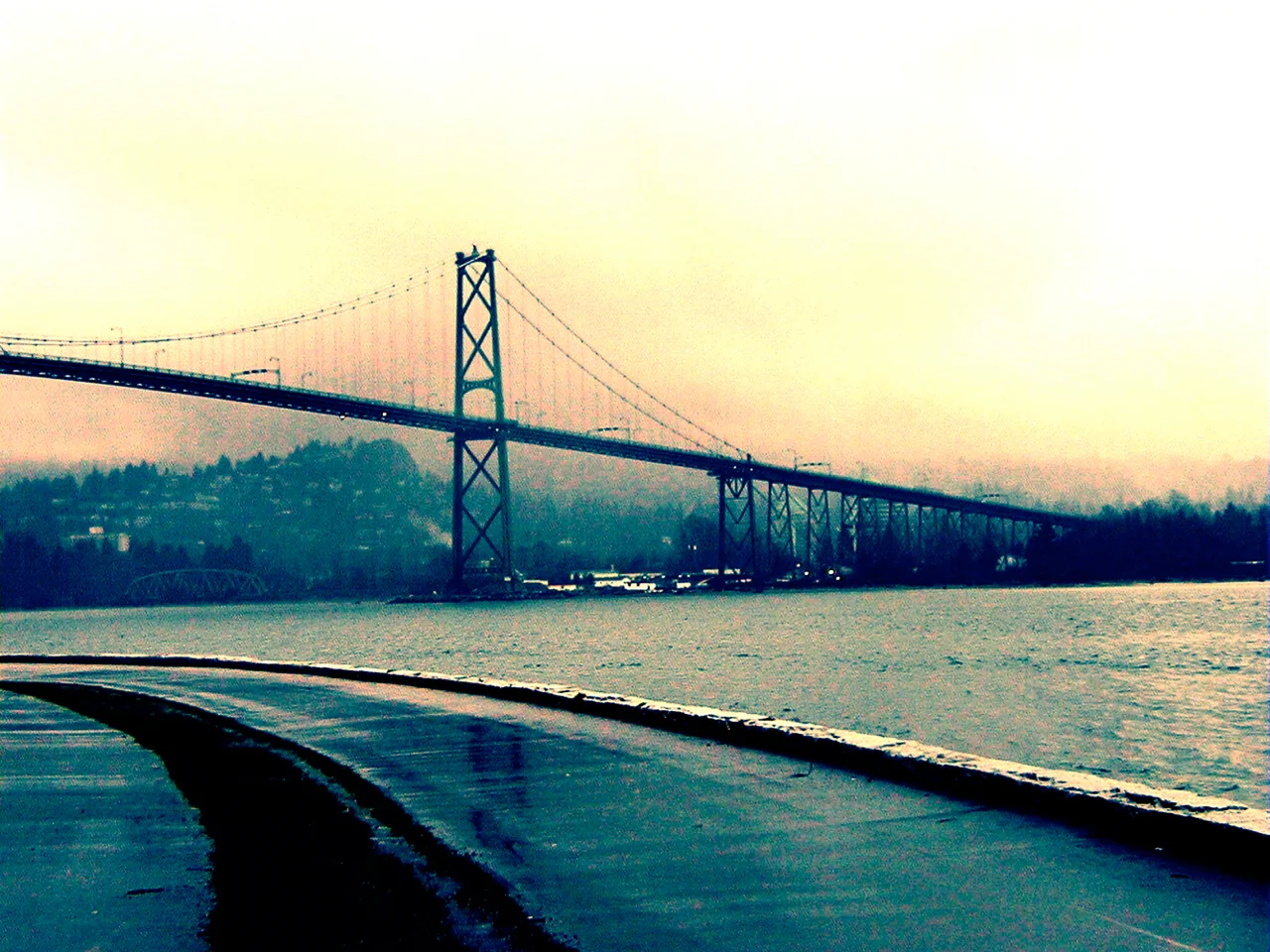 Vancouver (bridge/fog), digitally enhanced photograph, 2002