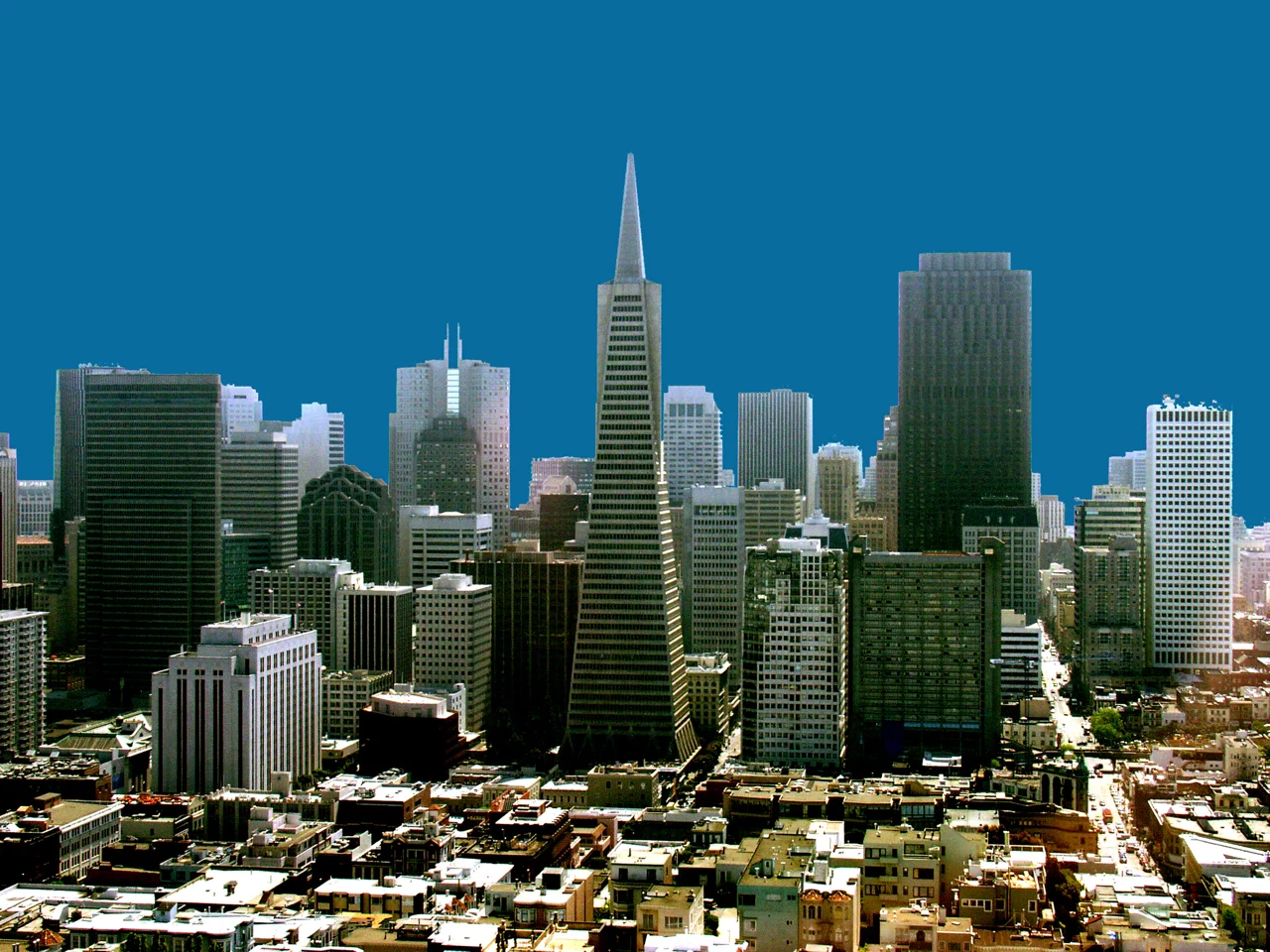 San Francisco Skyline, digitally enhanced photograph, 2004