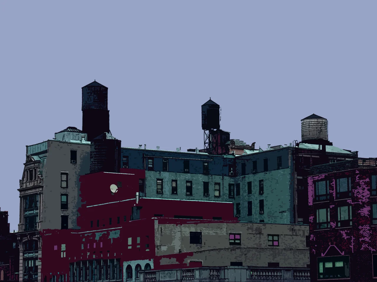 East Village Peaks (New York), digitally enhanced photograph, 2009