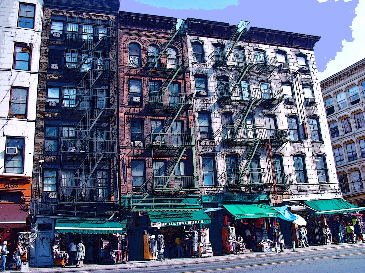 Canal Street Merchants (New York), digitally enhanced photograph, 2009