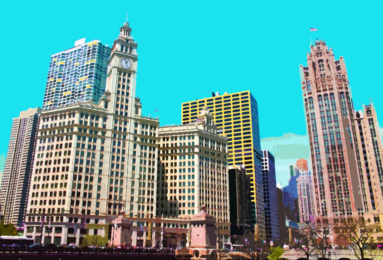 Michigan Ave Crossing, digitally enhanced photograph, 2014