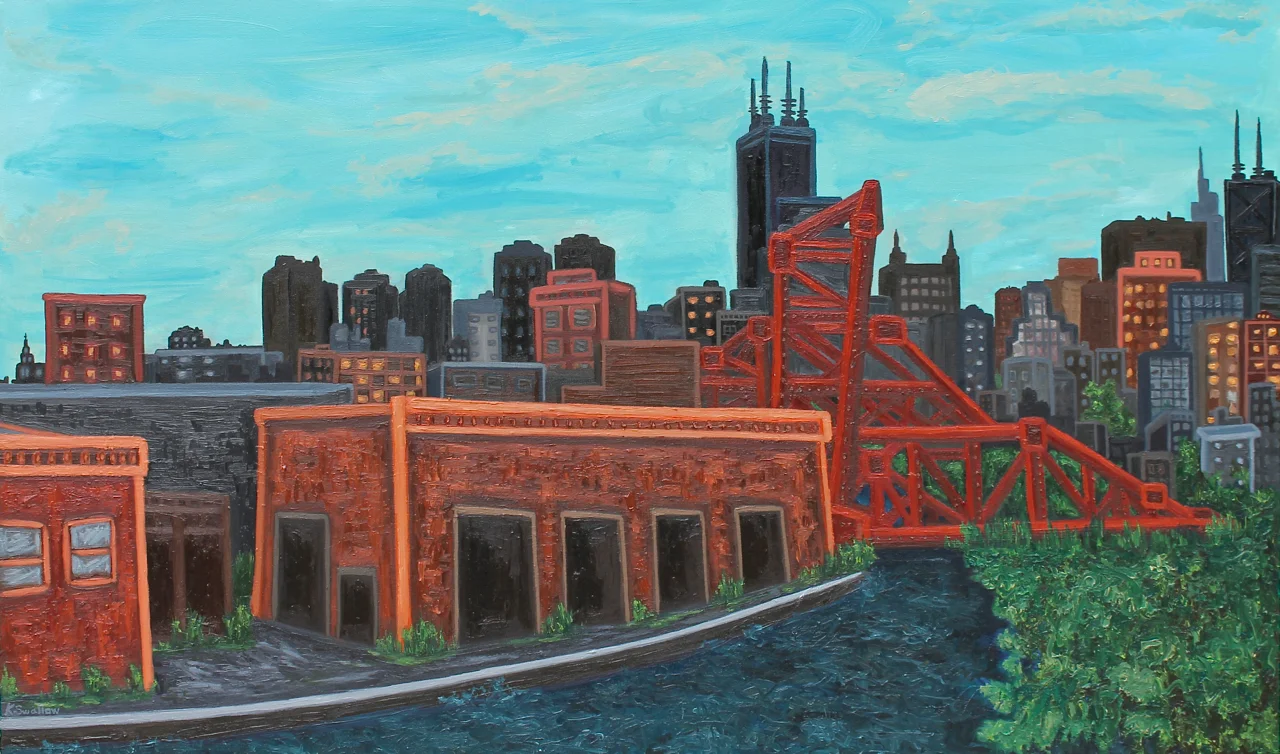 On the Banks of Bubbly Creek, oil canvas, 36x60, 2015, AVAILABLE