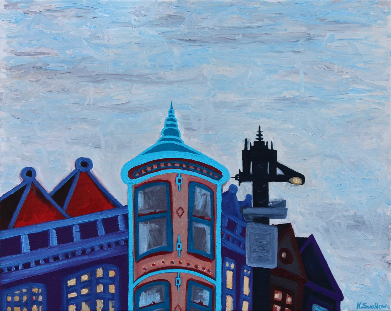 Apartments at the Corner, oil on canvas, 16x20, 2016, AVAILABLE