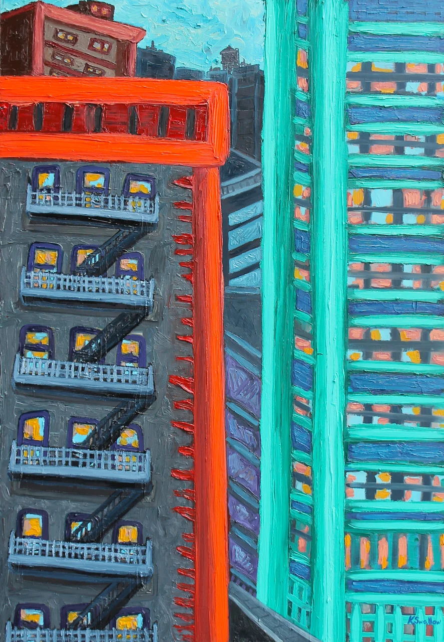 View from 11am Meeting, 27x39, oil on panel, 2014, AVAILABLE