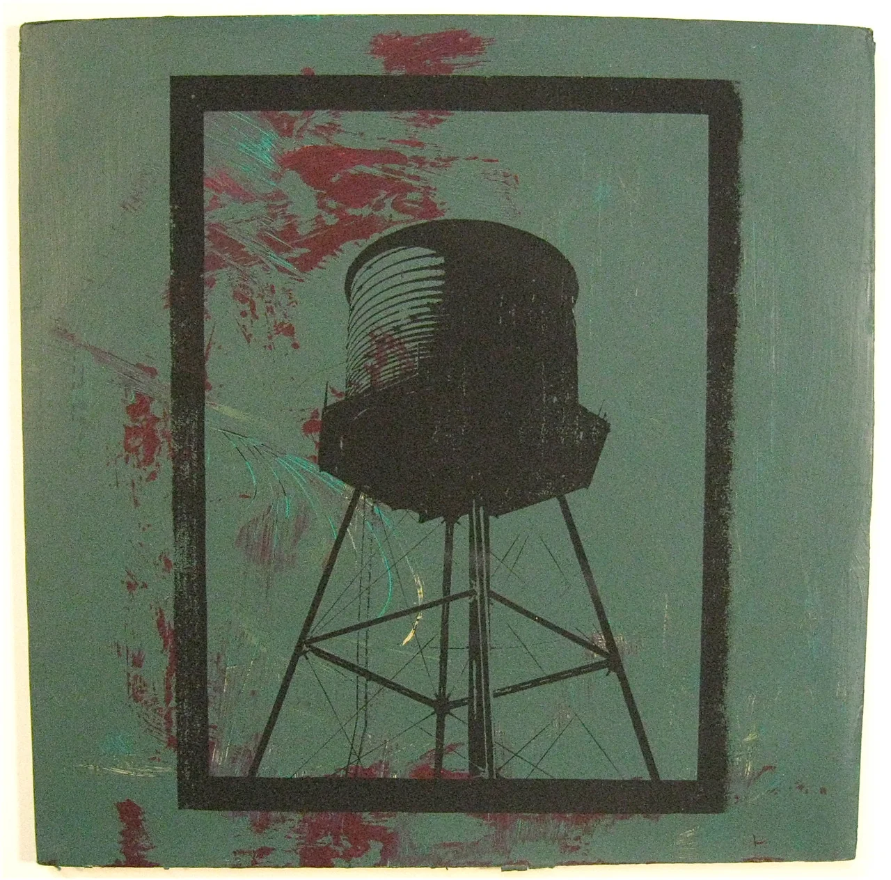 Green with Red, screen print on record album, 12x12, 2009, SOLD