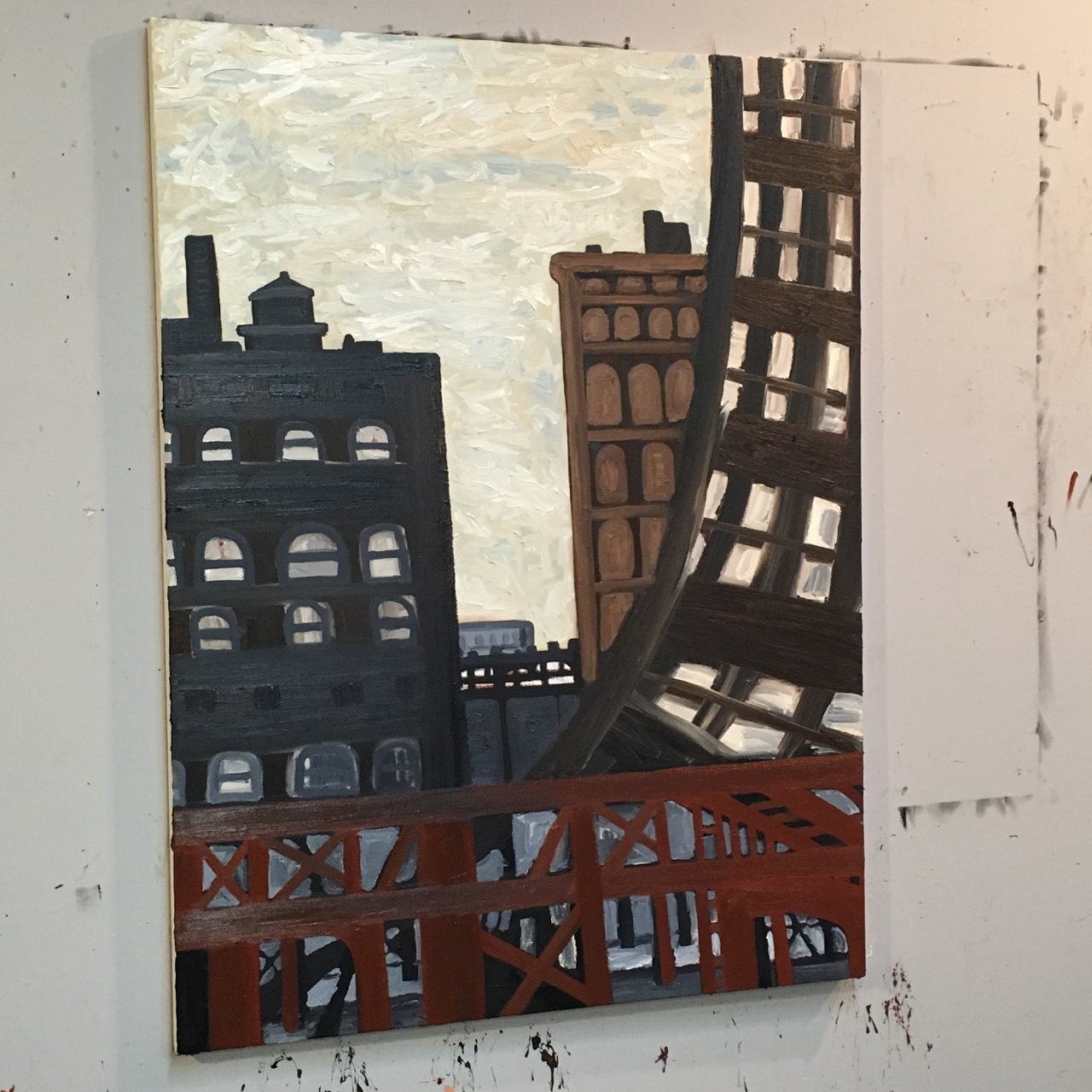 Cityscape - work in progress, oil on canvas, 48x36"