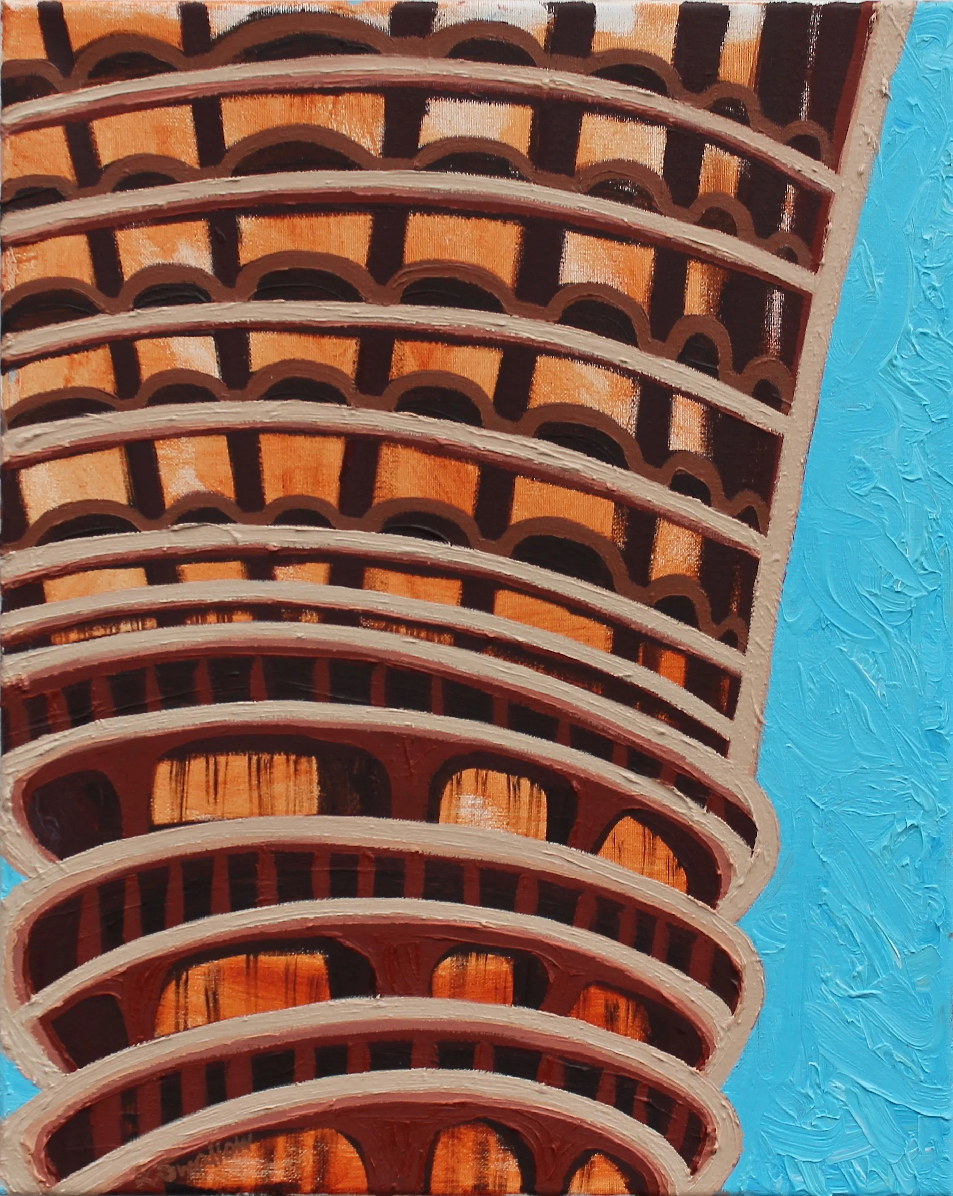 Marina Towers #2, oil on canvas, 20x16, 2017, AVAILABLE