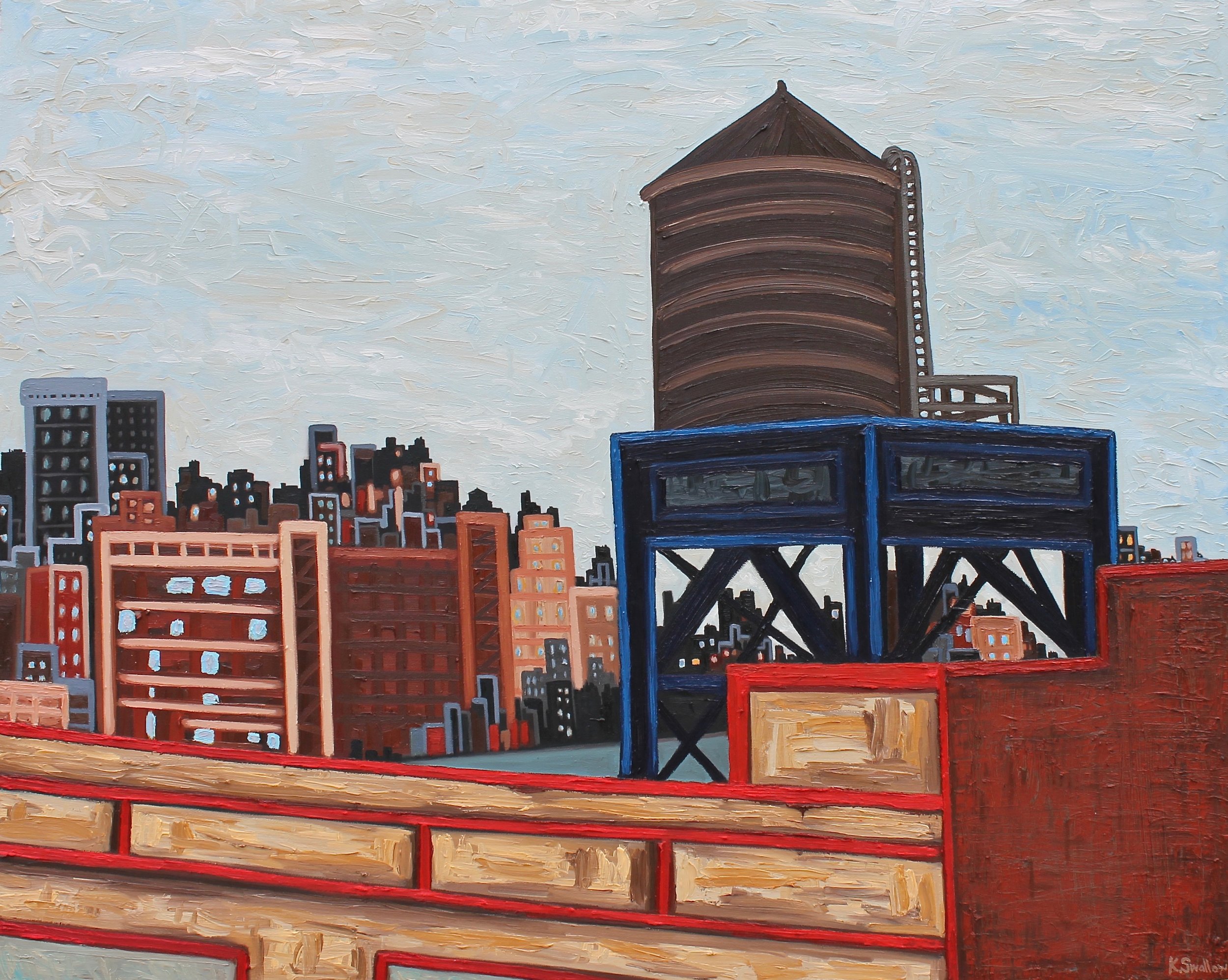 West Village Skyline - New York City , oil on canvas, 48X60, 2017
