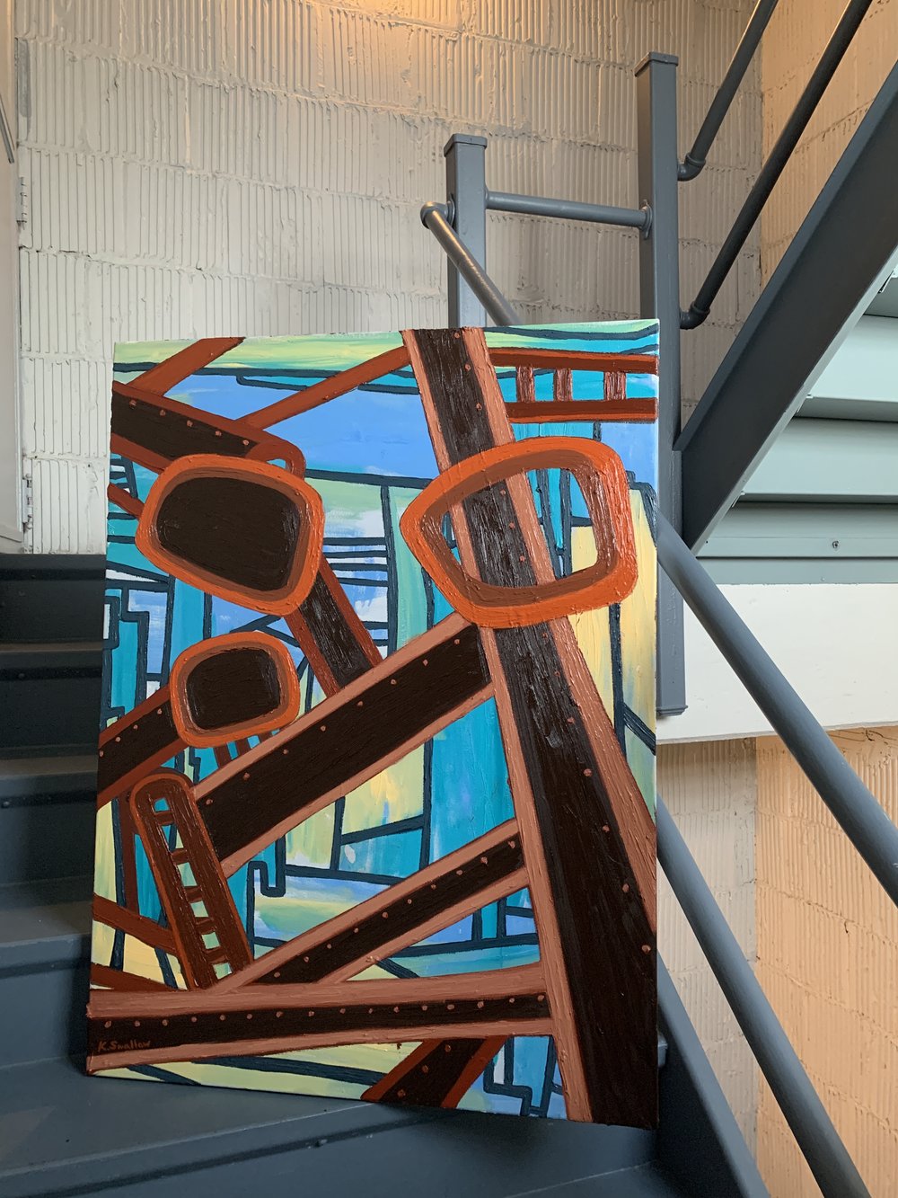 Fractured Limbo Ladders, oil on canvas, 40x30”, 2022