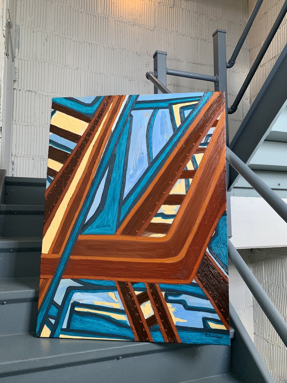 Up the Down Escalator, oil on canvas, 40x30", 2022