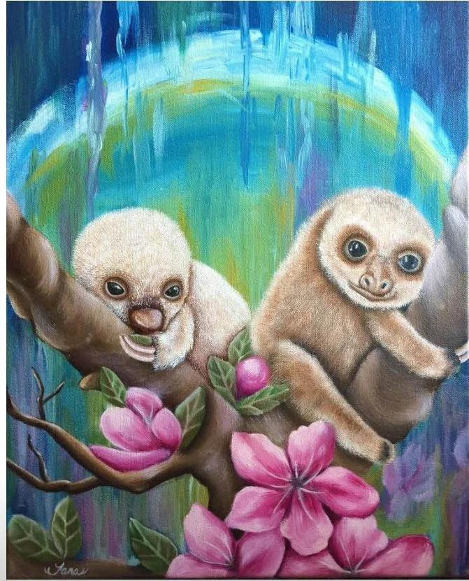 “Stevie and Marshmallow” 2016 Acrylic and Oil on canvas 20”x16”
