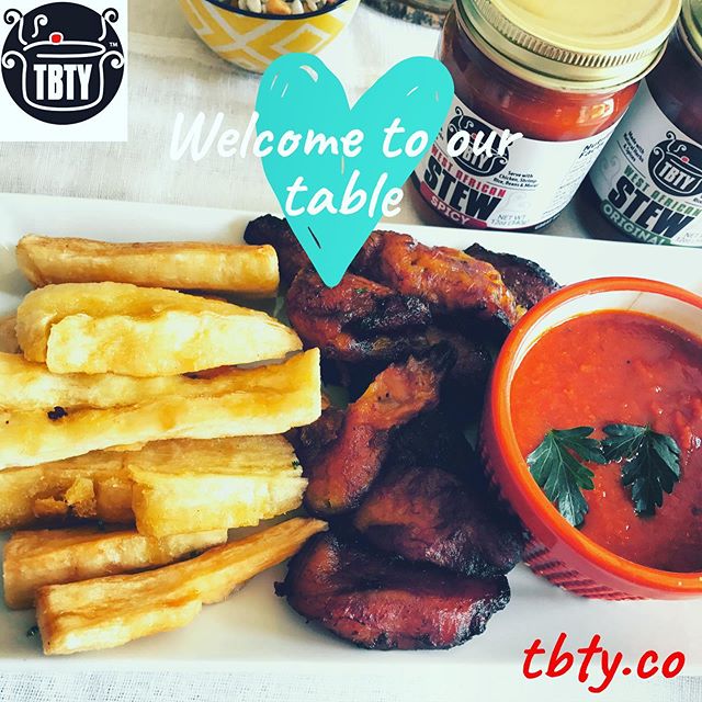 Dodo and Yuca with our delicious TBTY West African Stew. Sharing is caring. Welcome to our table. 
Dinner or Breakfast? .
.
.
.
.
.
.
.
#tbtystew .
.
.
.
. . .
.
.
.
. .
.
.
.
.
#dodo #breakfast #nigeriancuisine #nigerianfood #recipes #nigerianrecipe