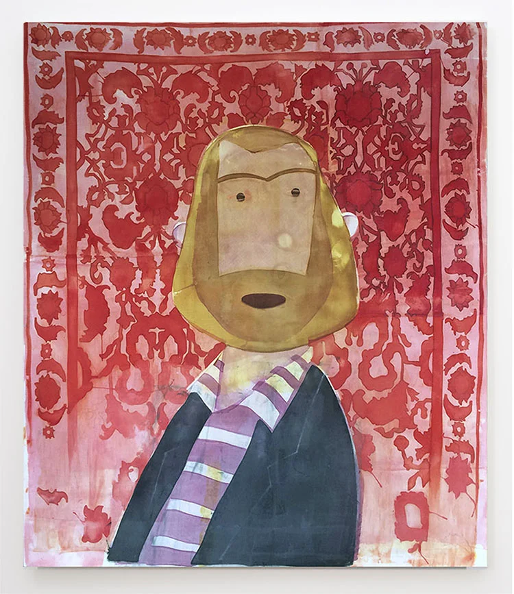 98% Human, 37X43 inches, Fabric dye on stretched cotton