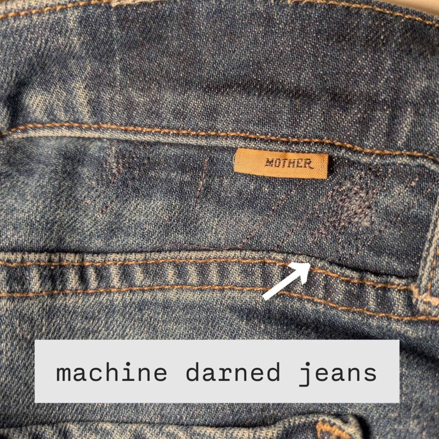 🪡 100 Days of Mending: Day 78: more machine darning 👖🔵🧵

If you want me to fix your jeans, drop in any time we&rsquo;re open at Production Mode, 12-6pm, Wednesday-Sunday, or send me an email with your questions at lucydreamsof@gmail.com

ID 1: A 