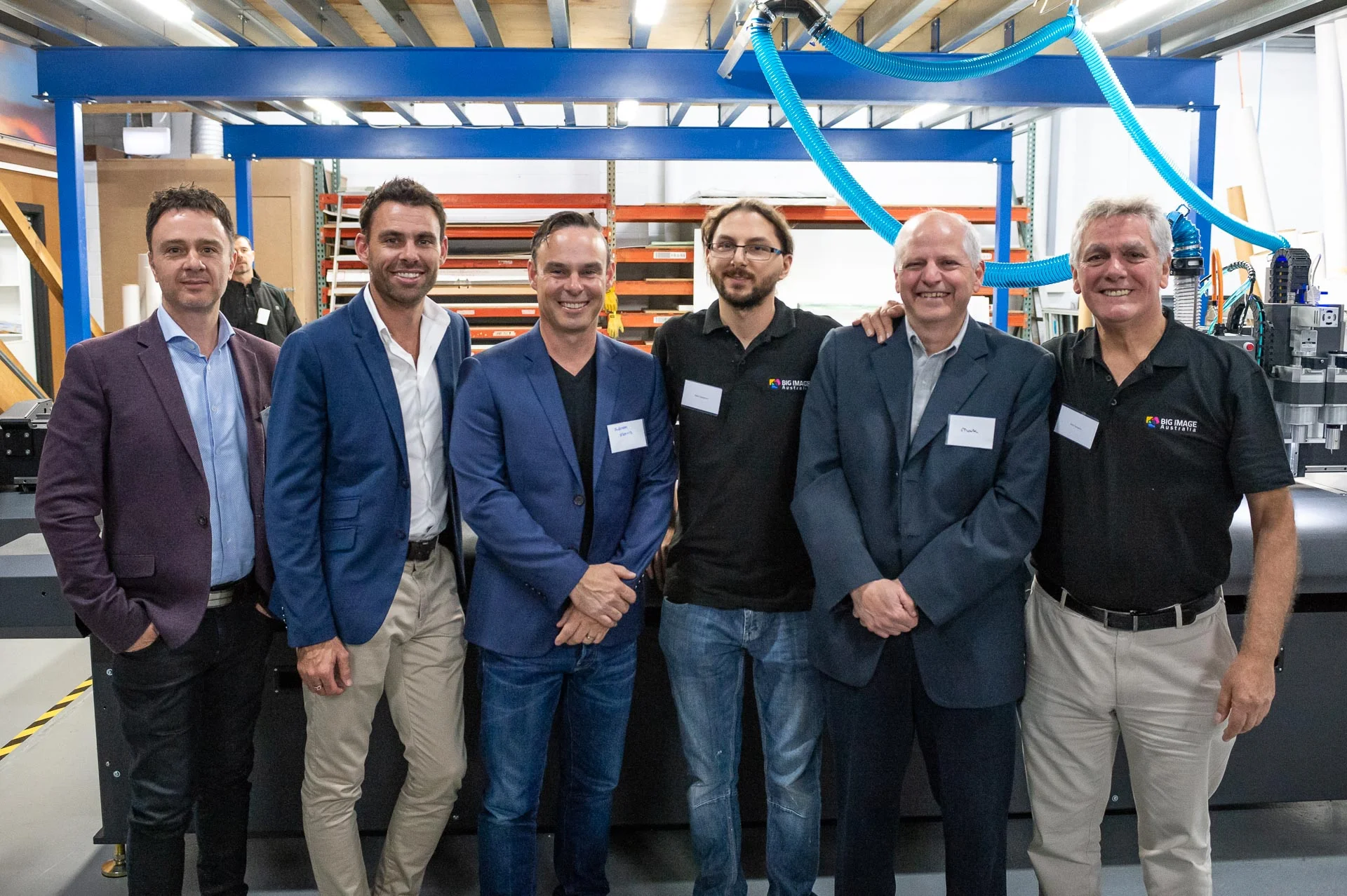 Big impact: (l-r) Paul Gerasolo, account manager, Graphics Media, HVG; , Mark Thomson, SA state manager, HVG; Adrian Morris, business manager, strategic growth, HVG; Dion Capagreco, Big Image; Mark Bibo, Gerber; Carlo Capagreco, Big Image