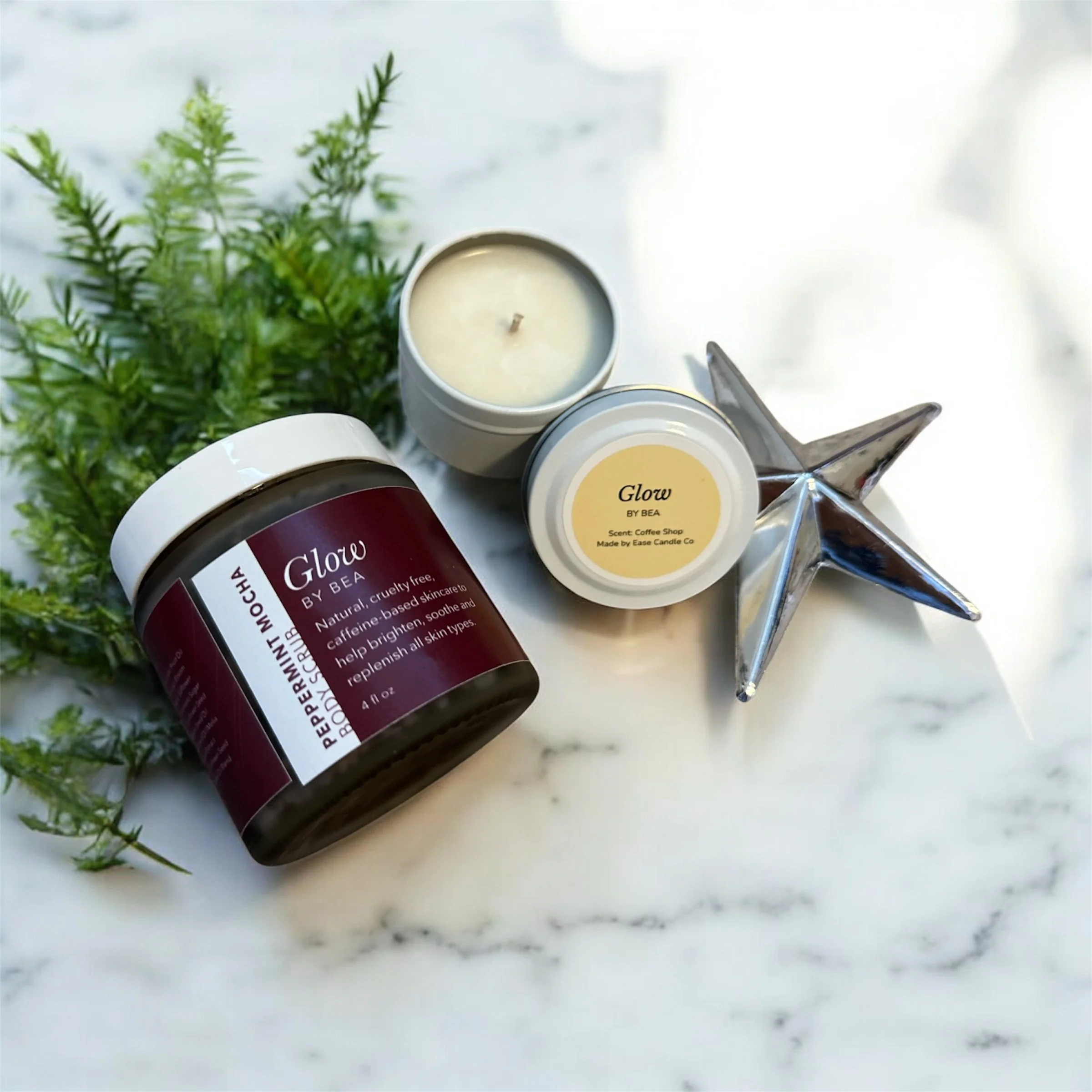 Glow by Bea Peppermint Mocha Body Scrub & Candle Set