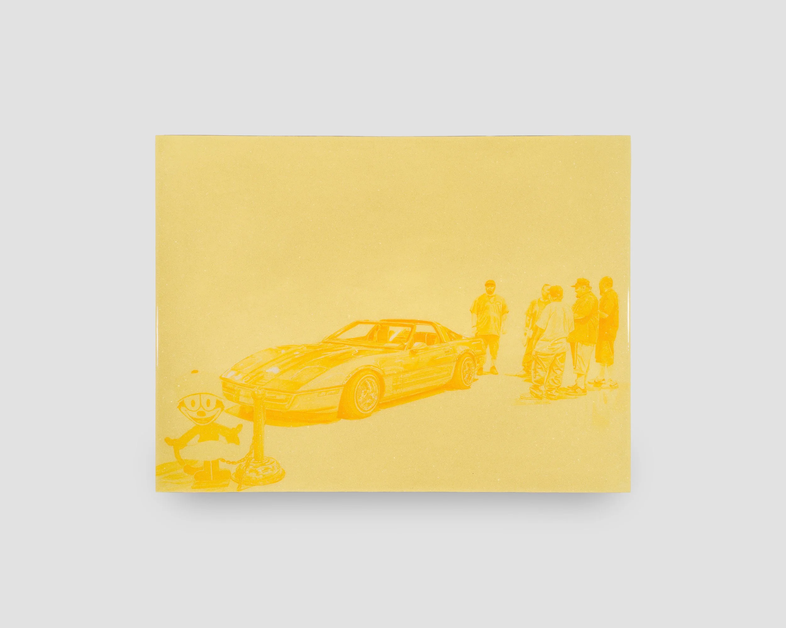   The Perez Bros.     Sickass C4   2025/2026  Acrylic, automotive glitter flake, epoxy on wood panel  24 in x 18 in 