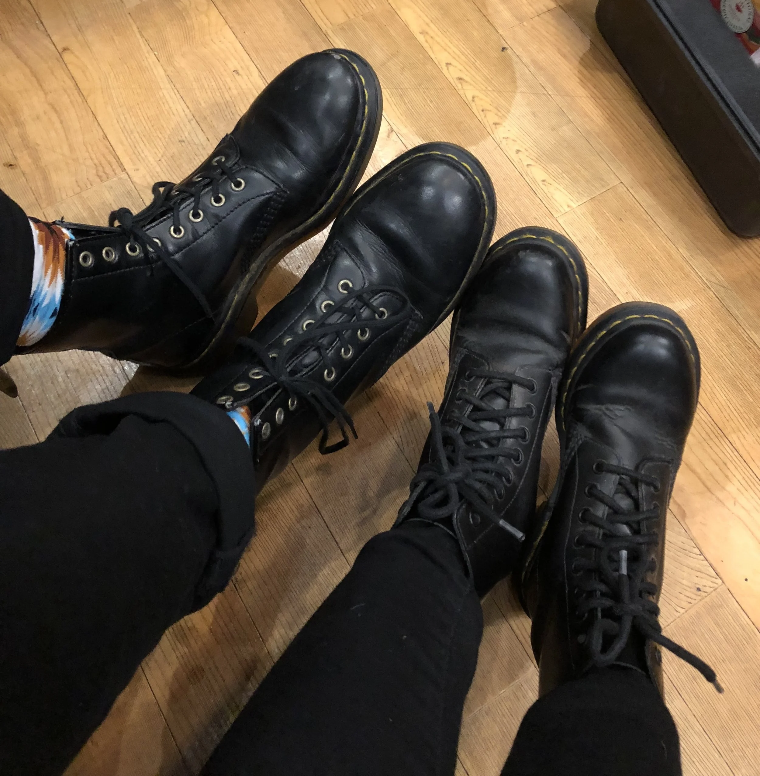 Keith and I turned out to both be wearing our Doc Martens! Except his shoes are vegan.