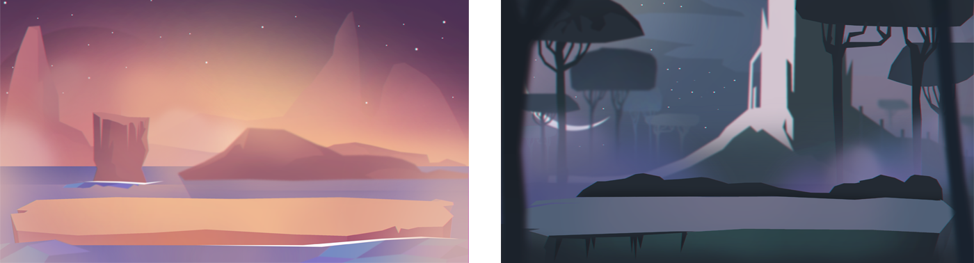 Background illustrations for Tiny Duels, 2015 iOS Game App 