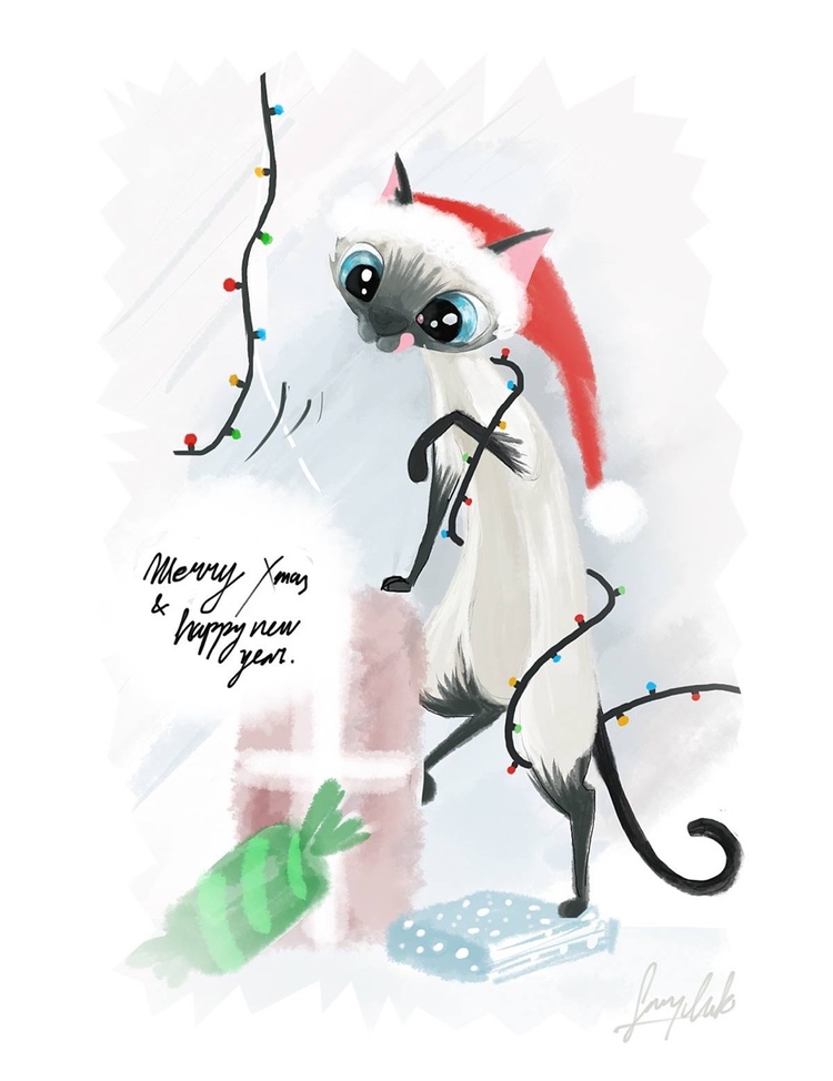 Johanna the cat Christmas Card design Personal