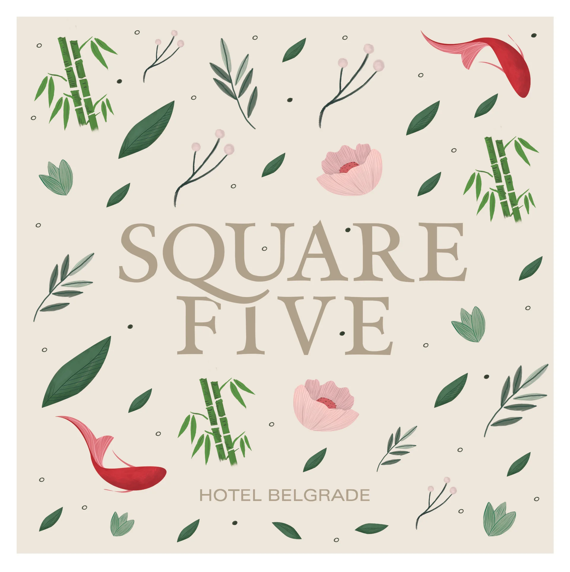 Pattern and logo design for the prestigious 5 star hotel in Belgrade, 2016 "Square Nine" hotel, 5 years Birthday celebration