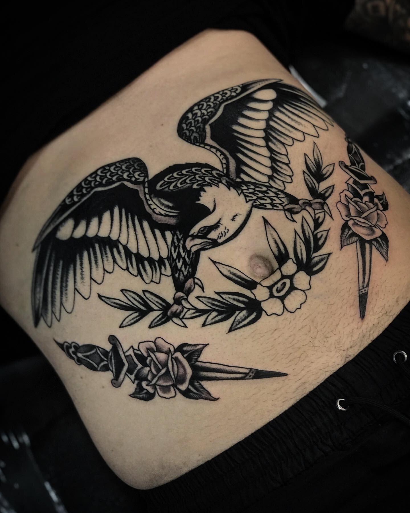 Eagle tattoo     eagletattoo realistictattoo tattoo  blackandgreytattoo blackandgrey stomachtattoo tattooformen  tattoodesign  Instagram