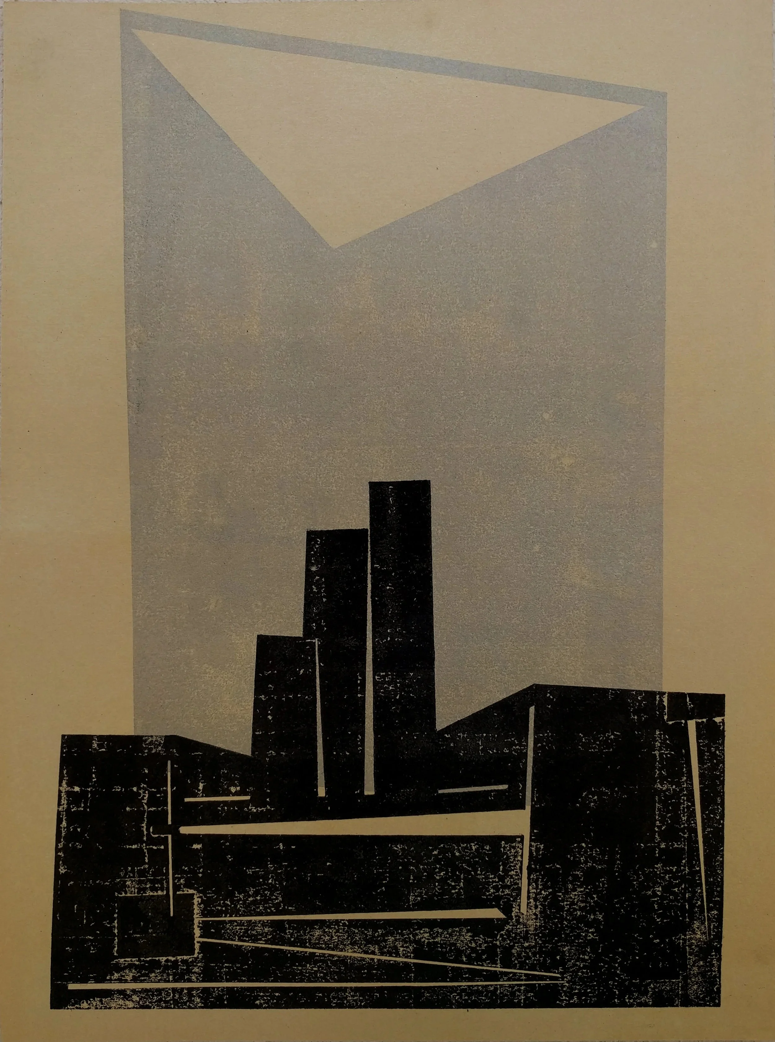   industrial valley II, 2018  unique cardboard print on magnani annigoni paper 32 × 23.5 cm 