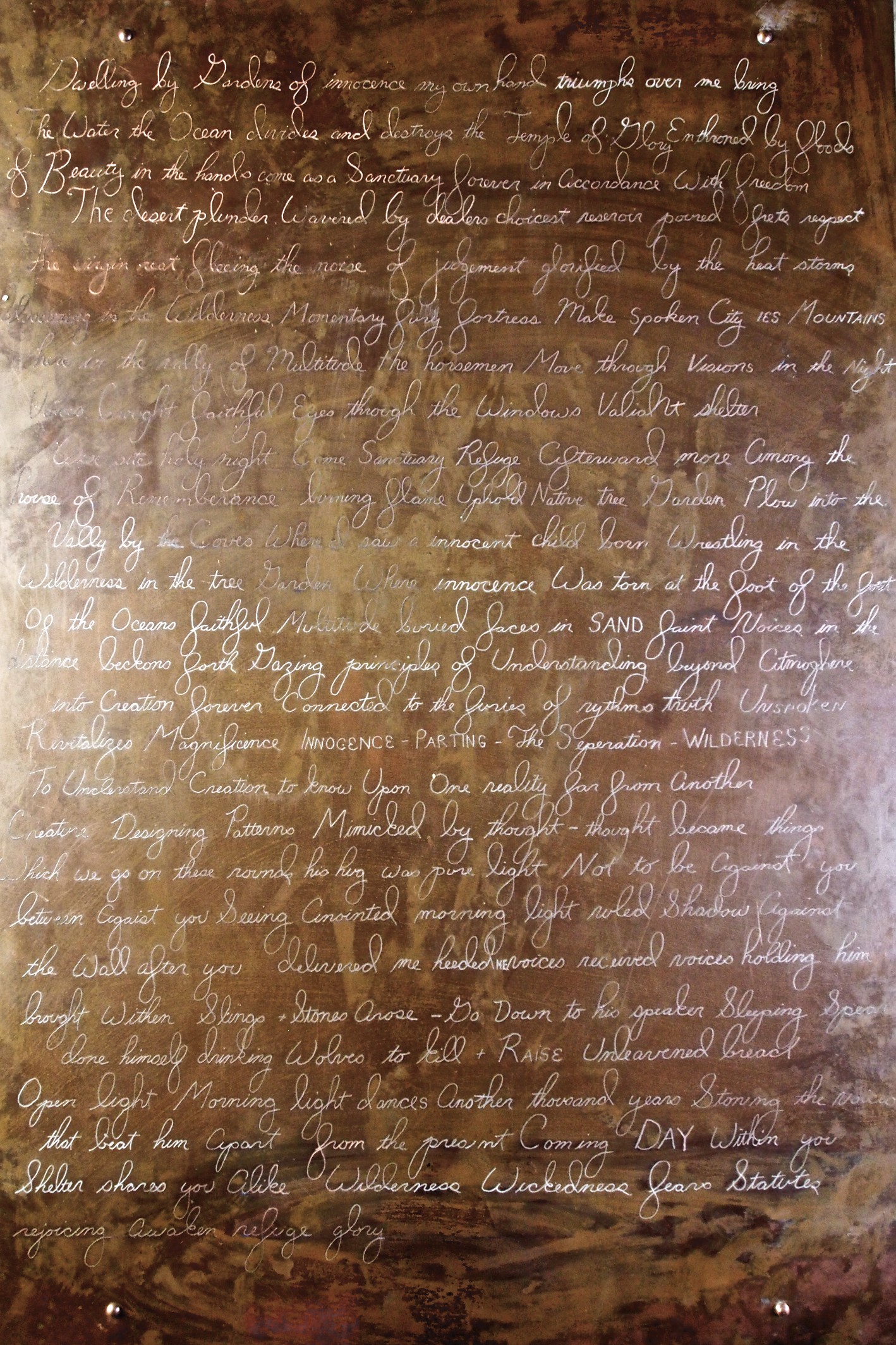 Poetry Beveled on Copper.