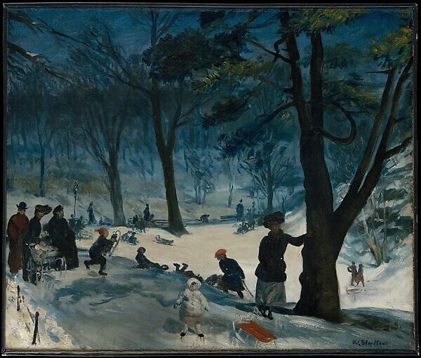 Central Park, Winter by William James Glackens (ca. 1905)

NYC woke up this morning to the first significant snowfall of the year! ❄️ The above painting, on exhibition at the MET, depicts a snowy day in Central Park.

What has changed from when this 