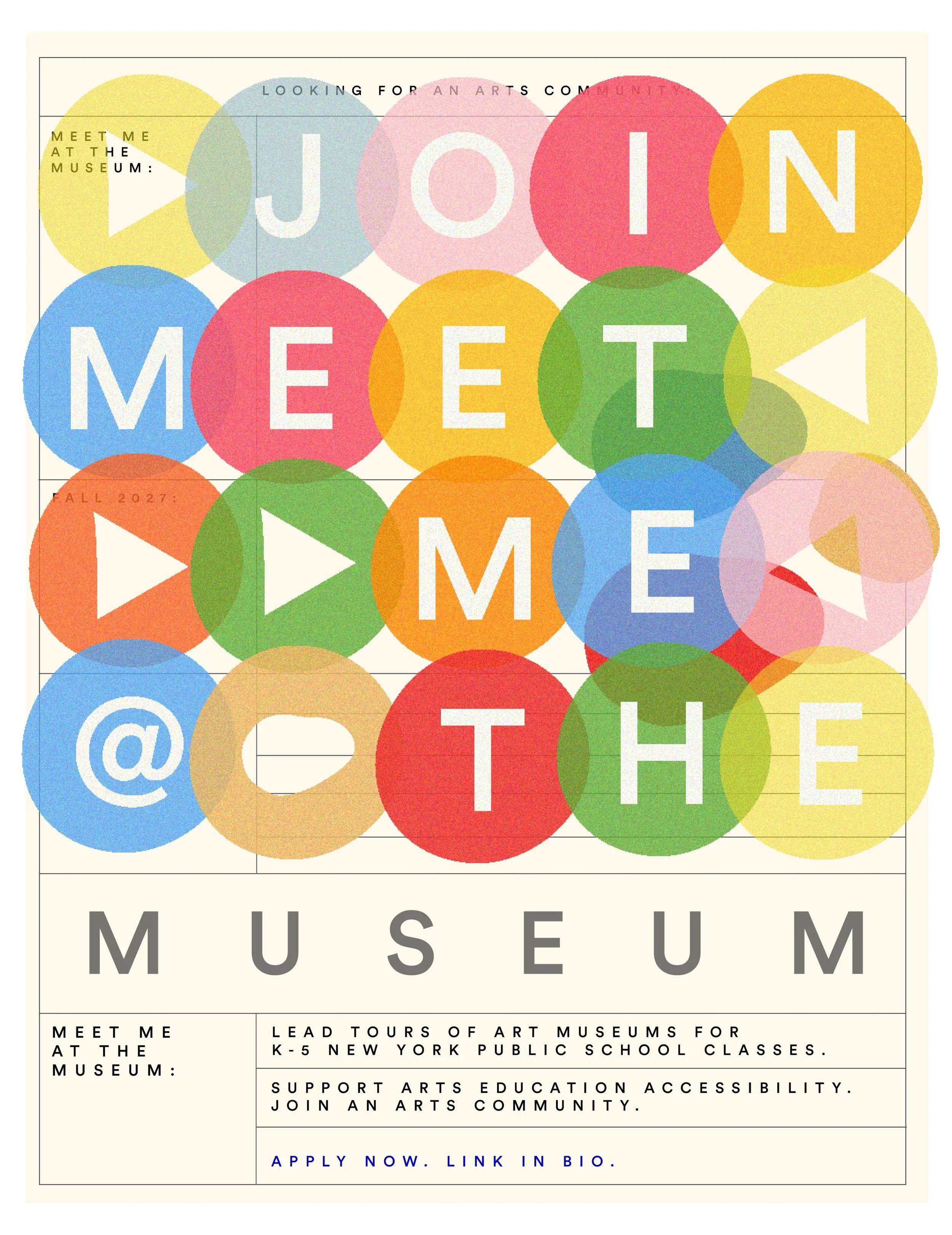 Meet Me At The Museum IS BACK! Join us this year for more wonderful tours, arts community events, panels, and more. Swipe to see our Fall Calendar, and APPLY TODAY!!! LINK IN BIO. APPLICATIONS OPEN UNTIL 9/25.
Meet Me At The Museum is a Barnard and C