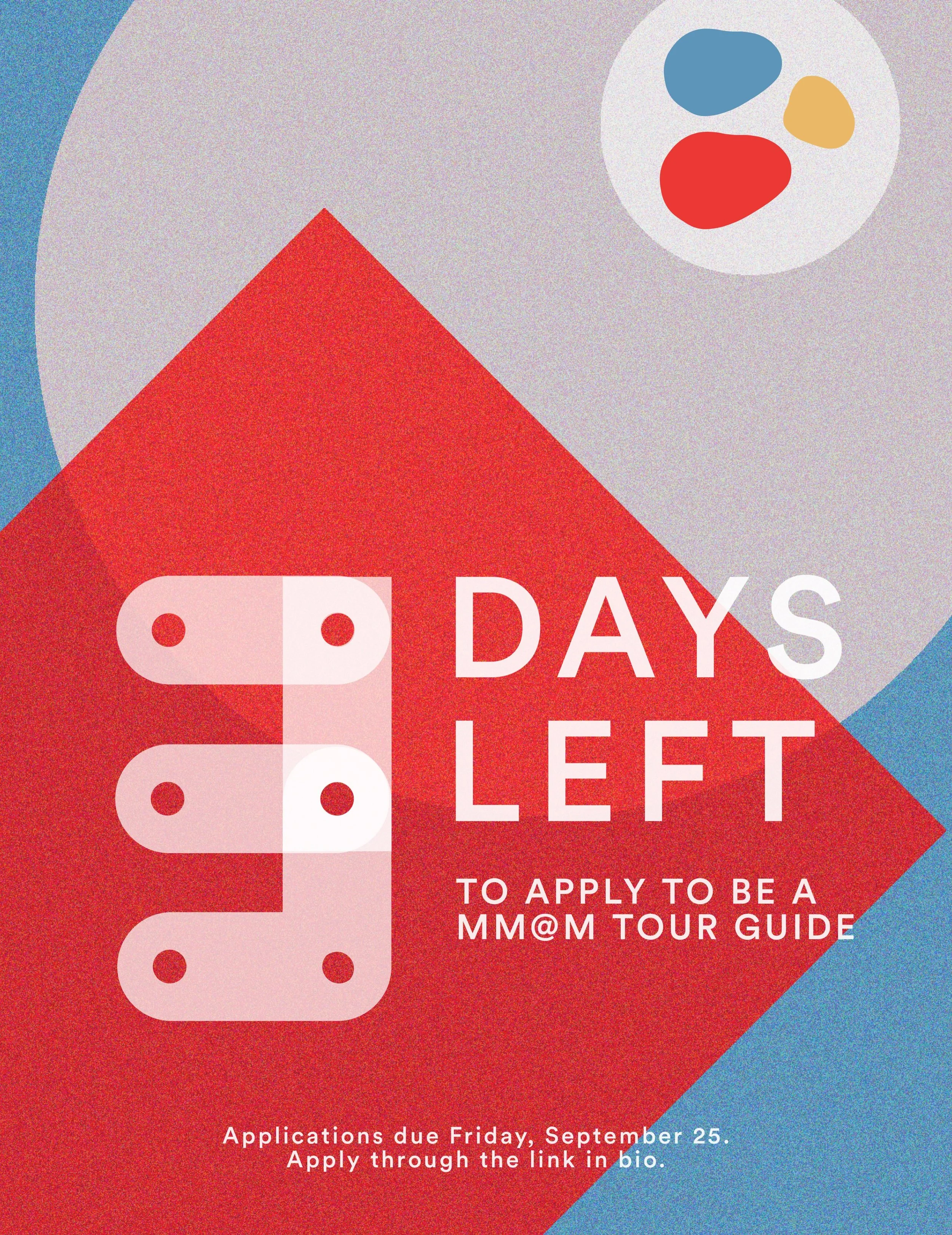 3 DAYS LEFT TO APPLY TO BE A TOUR GUIDE! Join Meet Me At The Museum today, and be trained to give tours at the Met. Application link in bio. Due this Friday 9/25.