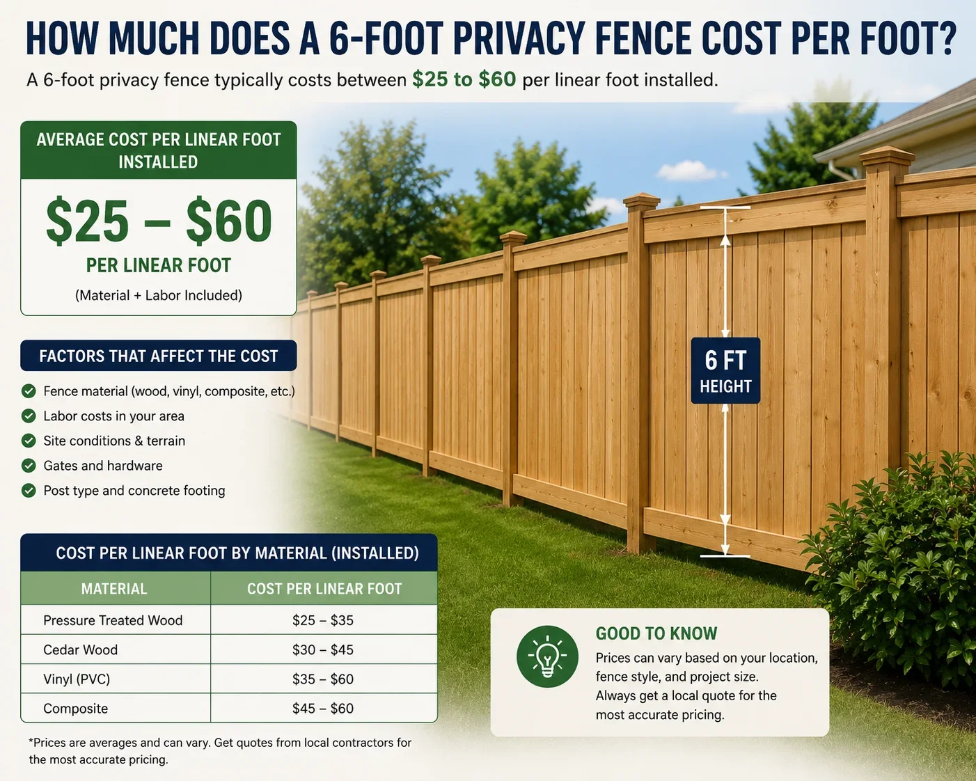 How Much Does a 6-Foot Privacy Fence Cost Per Foot
