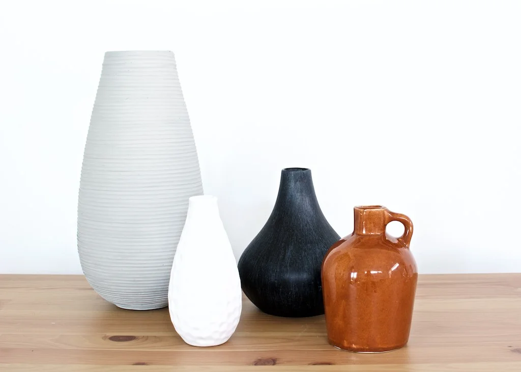 grey and white vases needed a facelift. blue and orange were perfect as is. all under $15