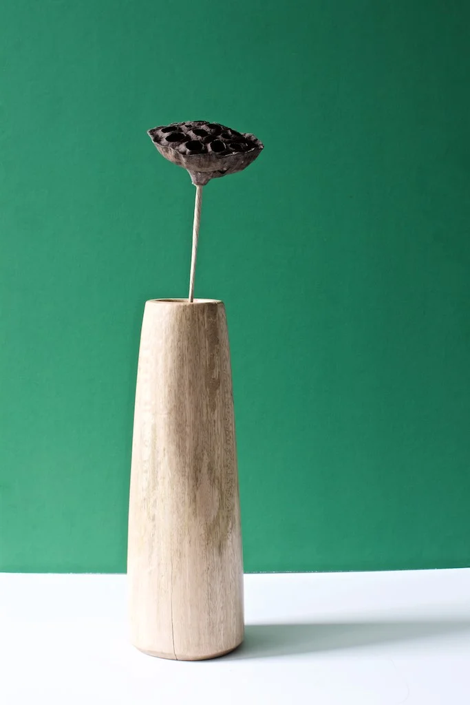 wood vase: $5