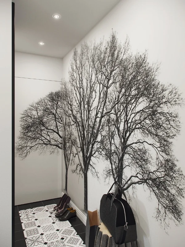 Black and white hallway design