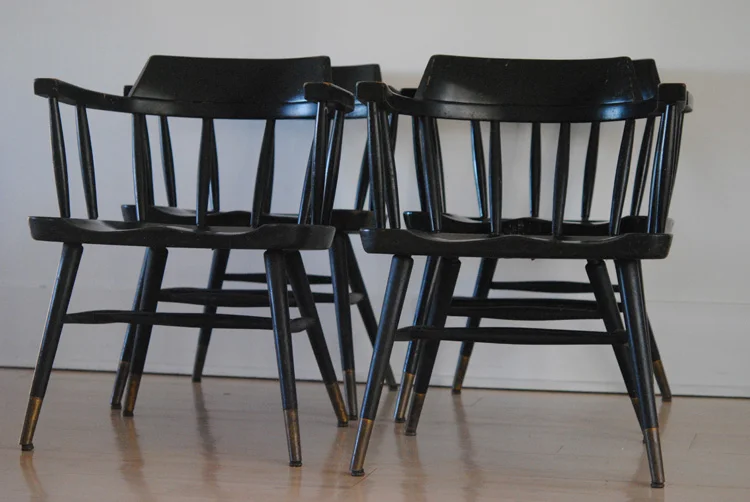 Mid century black Thonet chairs