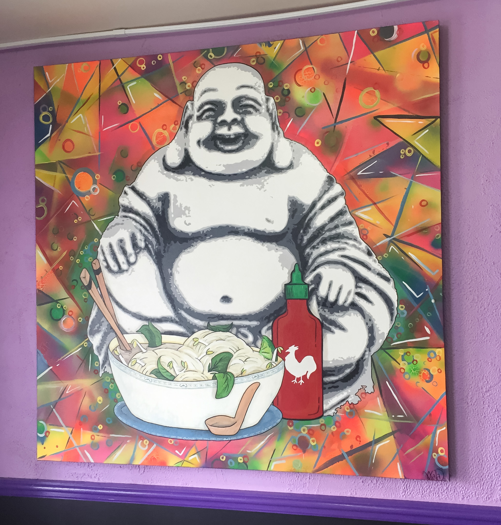 This Jolly guy greets you when you enter Asian Hut