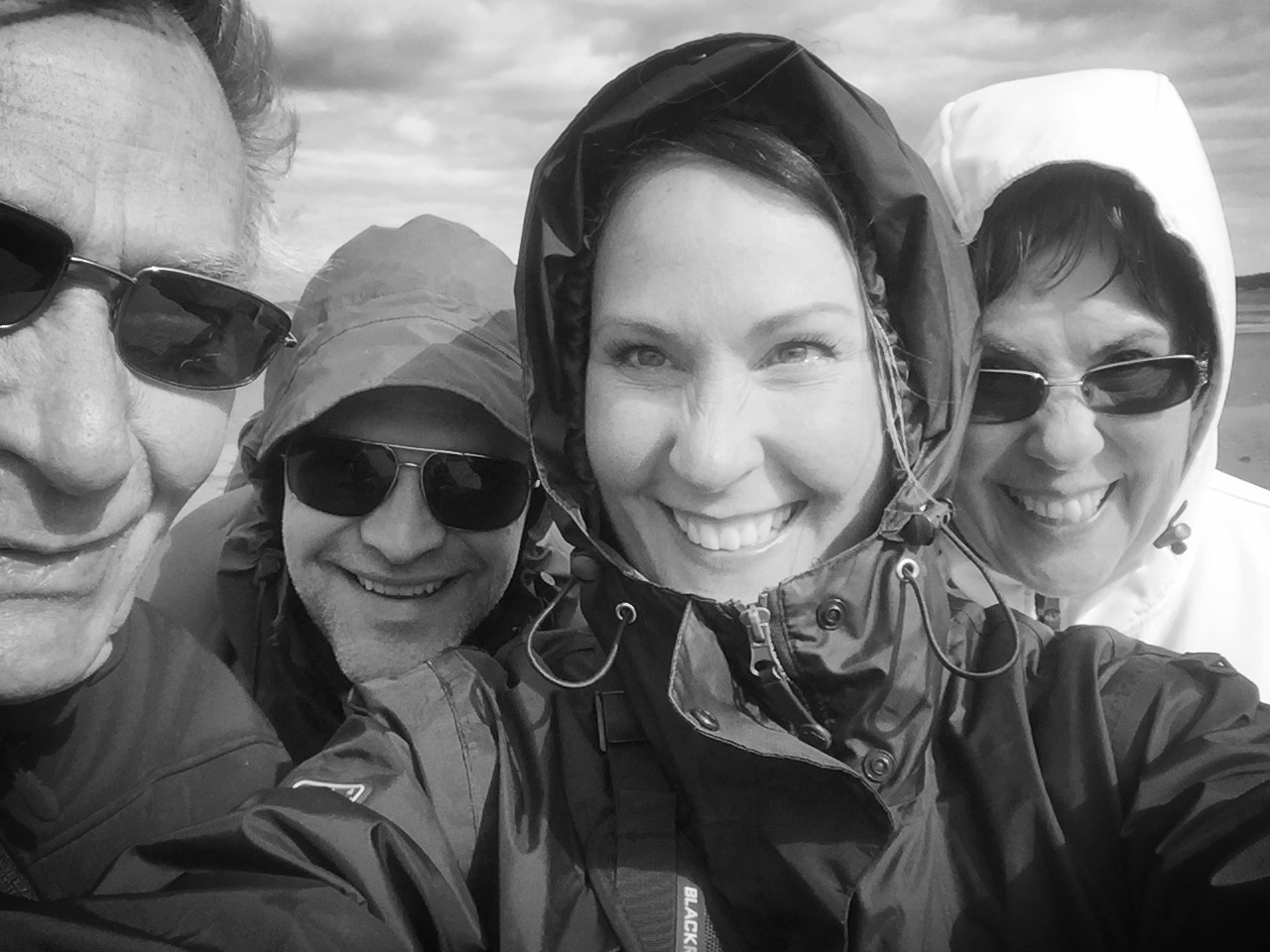 Vacation selfies out on the ocean low tide, Parksvillle British Columbia 