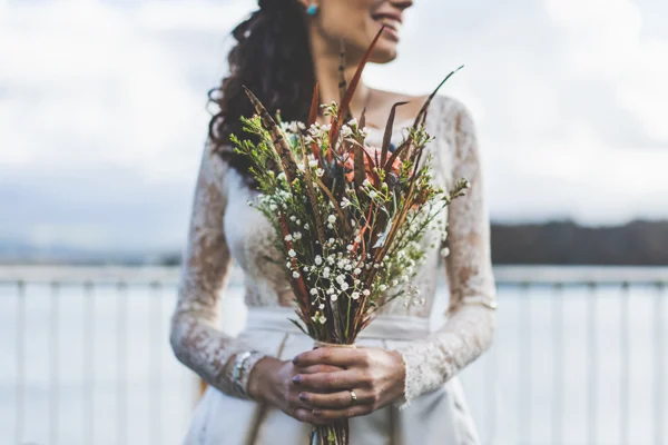 A natural and rustic wedding day flower bouquet - A North Wales Sea Side Wedding