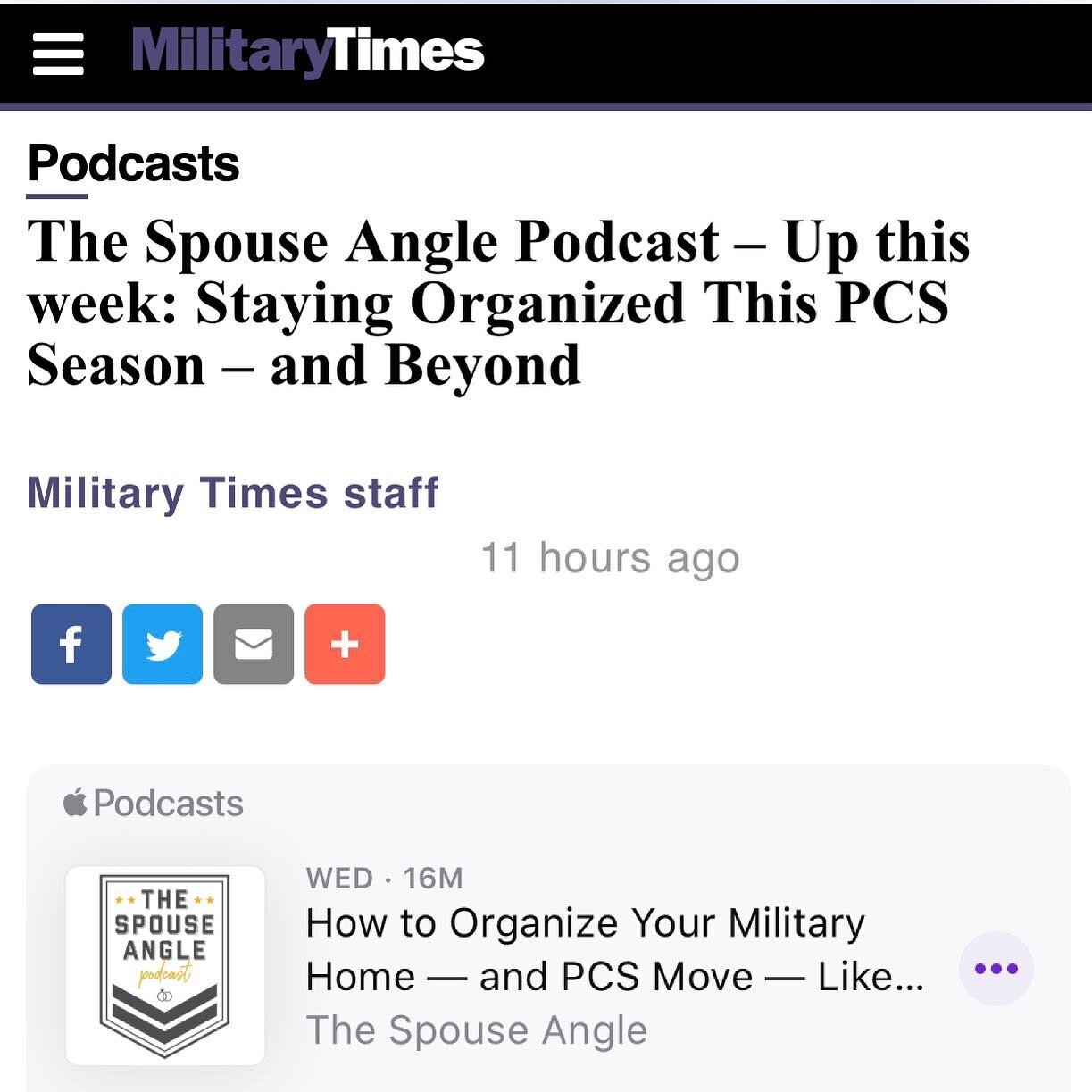 Wwwwhhhaattt???? Featured on @militarytimes today! HUGE honor during an insane mid-PCS week around here!