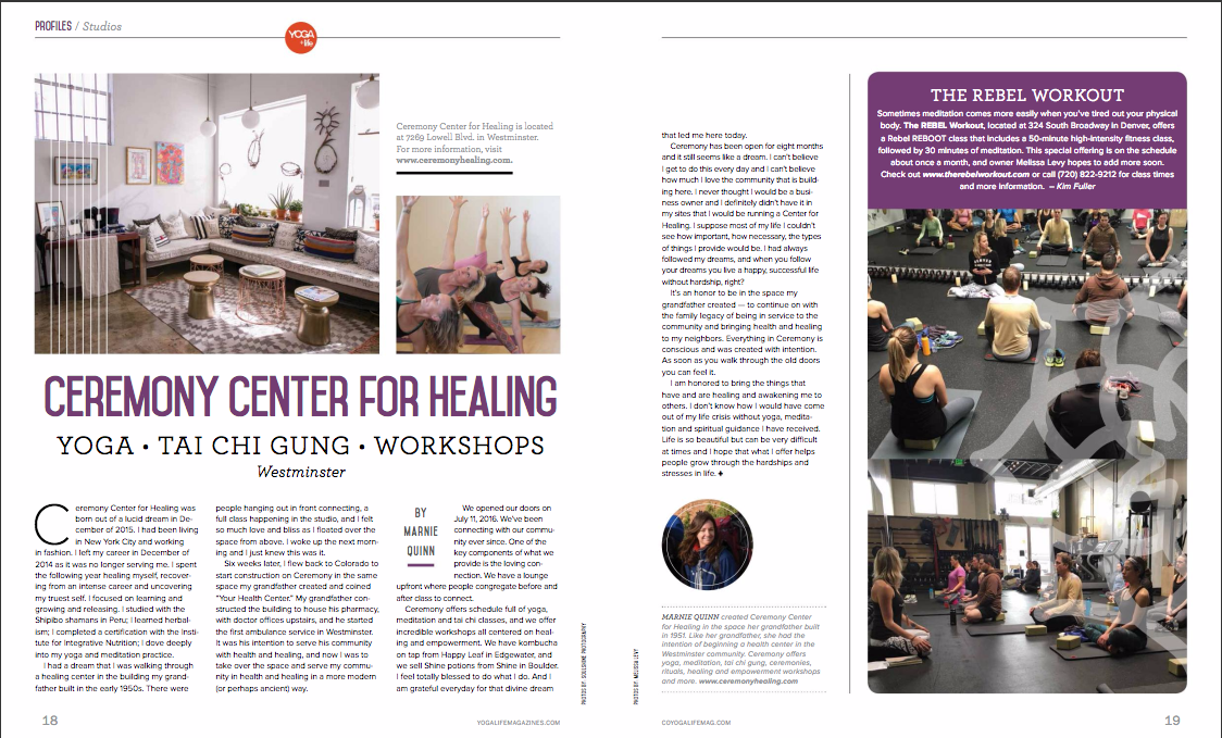 Ceremony center for healing