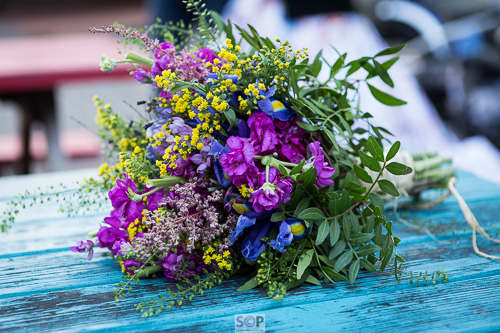 wild flower bouquet purple and yellow