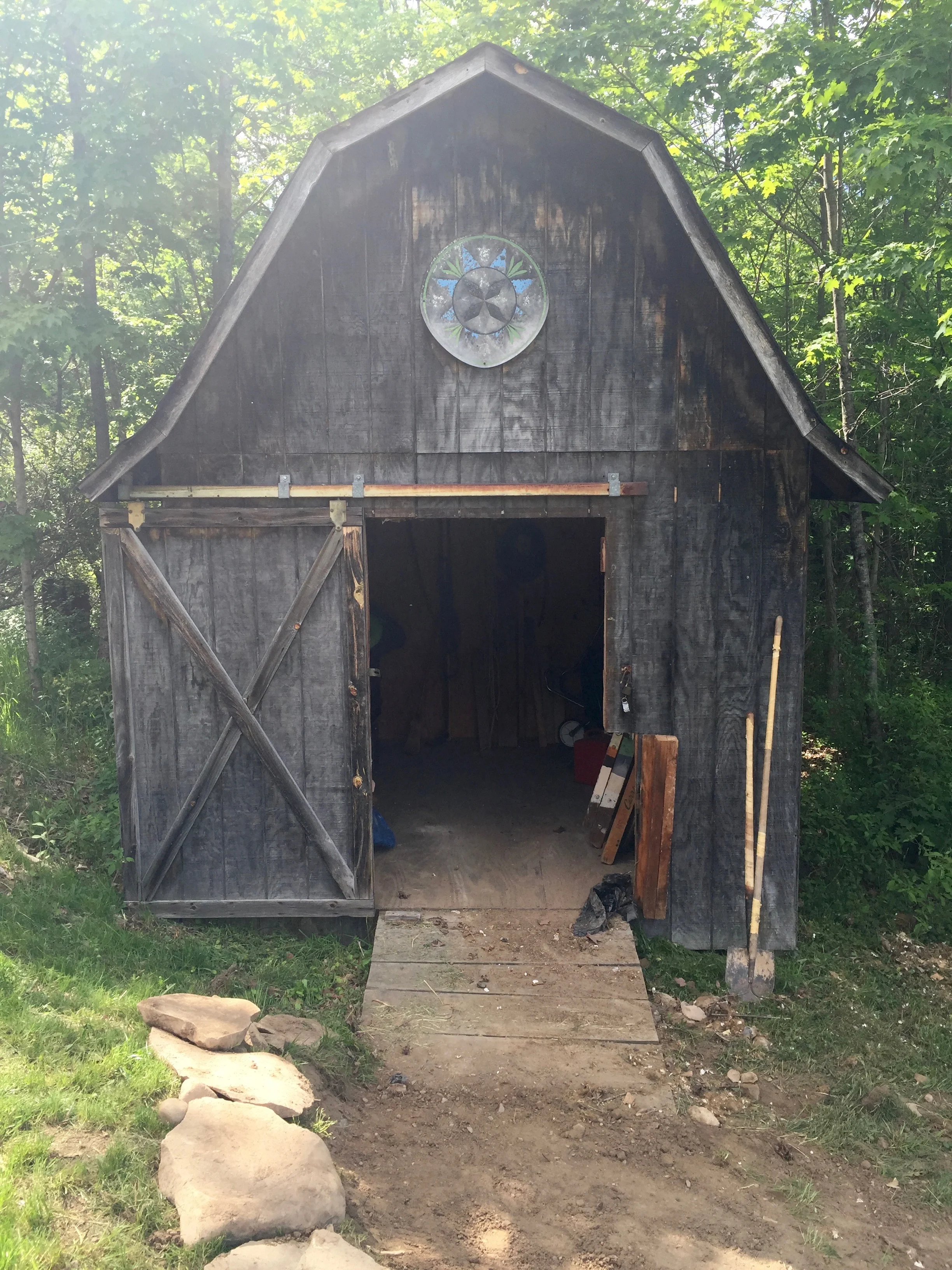 Before: An old hex sign on our shed