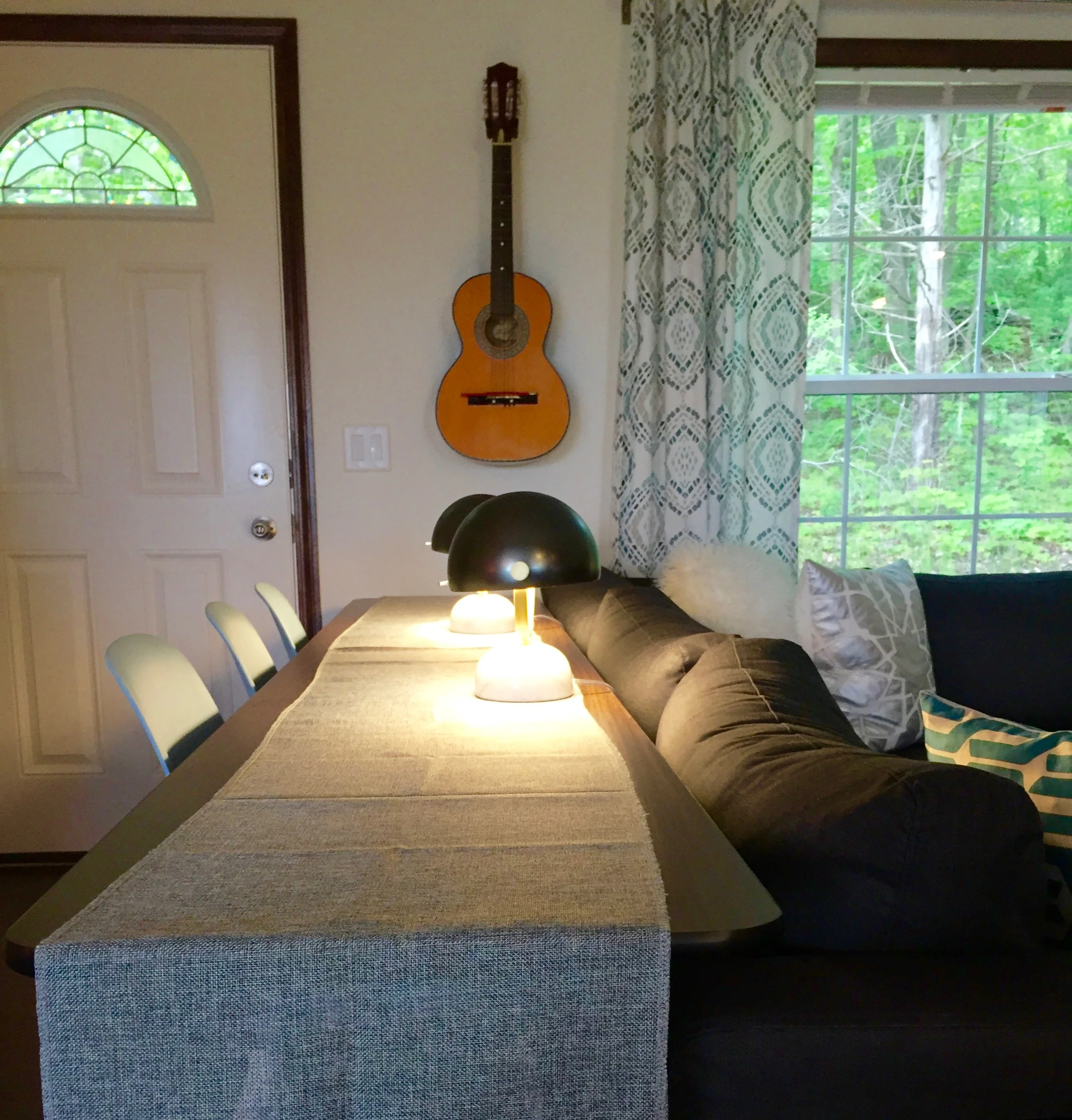 extra seating behind couch