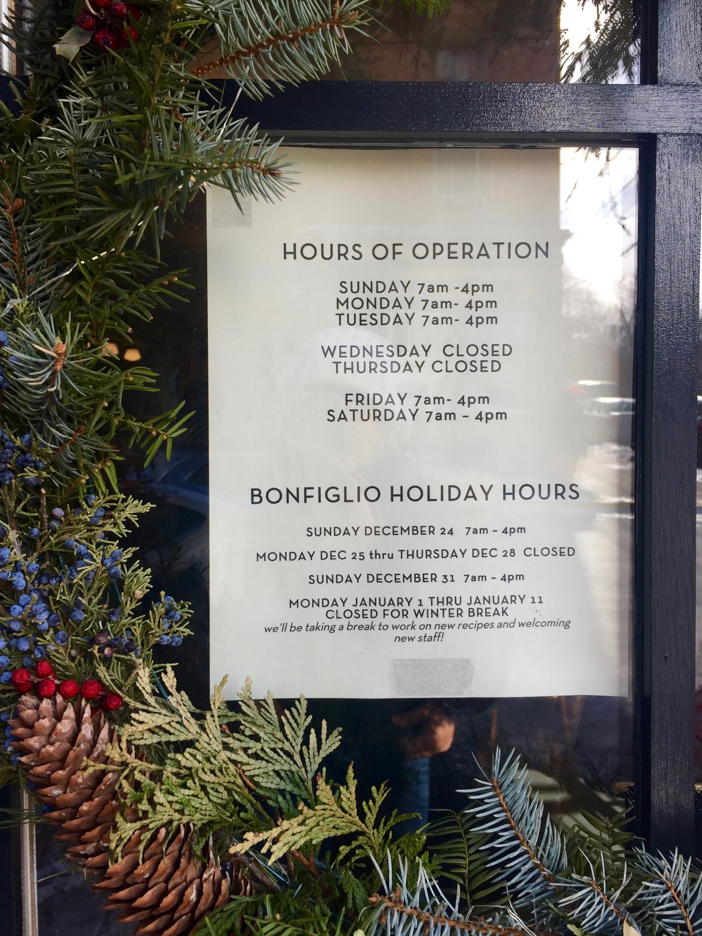 bonfiglio and bread hours