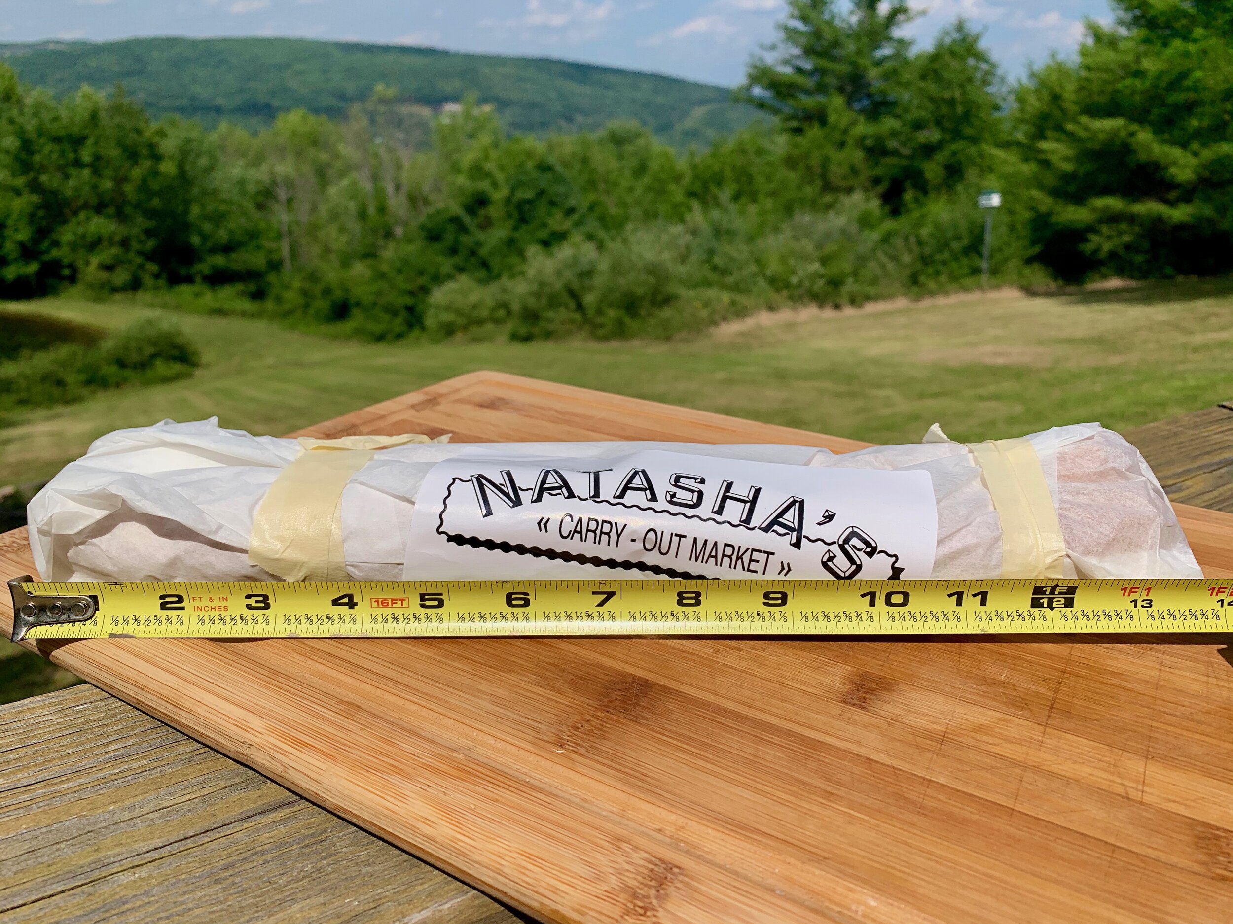 A pair of giant kielbasa from New York Restaurant Catskill and Natasha’s Carry-Out Market