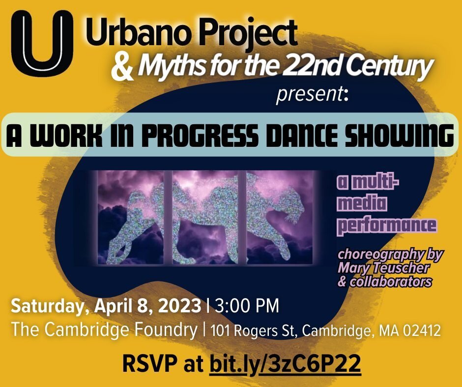 🥳 THIS WEEKEND! Join us this Saturday, April 8, at the Cambridge Foundry (Kendall Square) for a FREE multimedia dance performance showcasing Urbano's winter/spring workshop. RSVP here: http://bit.ly/3zC6P22 (link 🔗 also in our bio!) 🦁 👾
.
(graphi