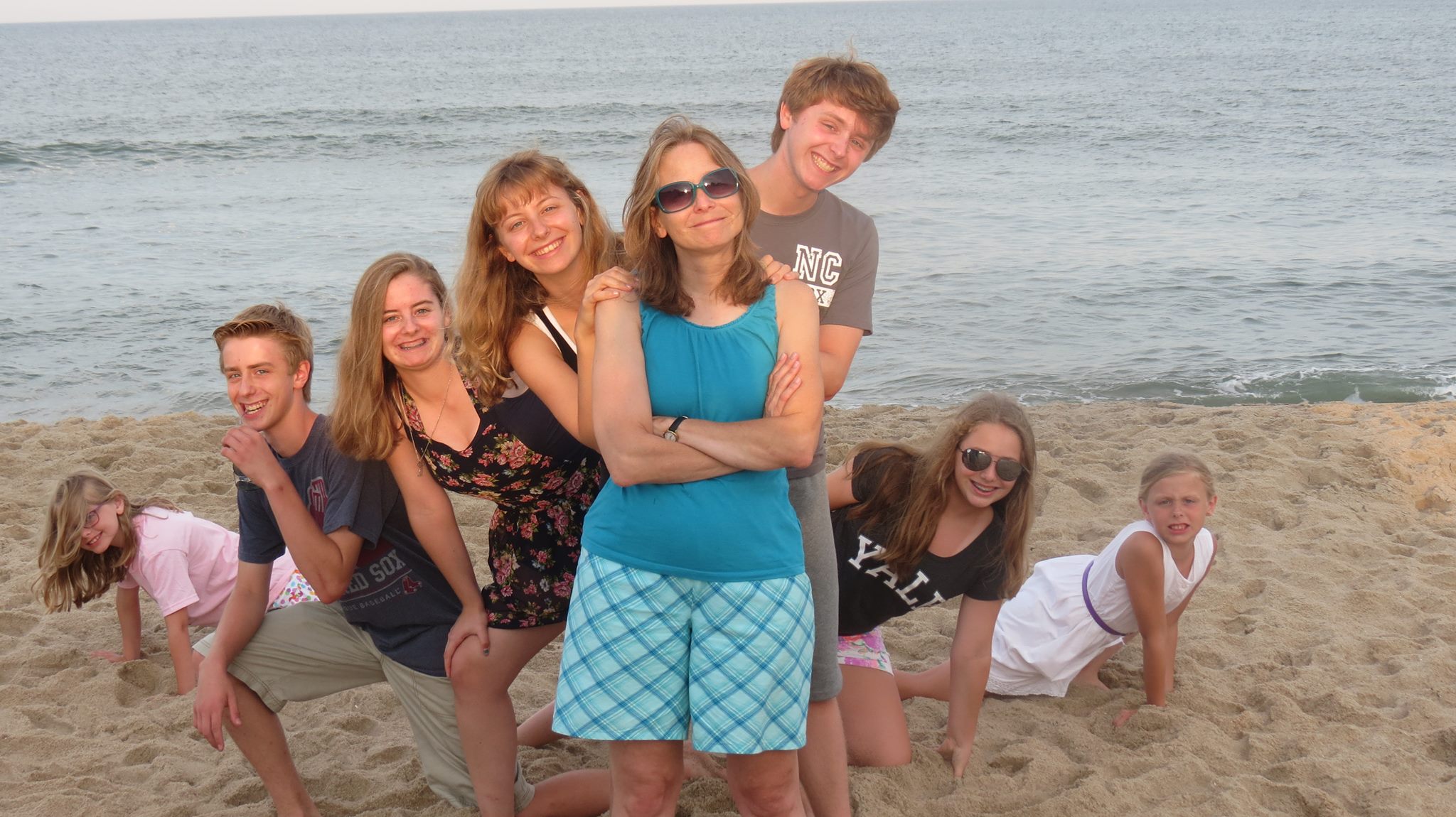 Helen and her 7 kids in the Outer Banks, 2013